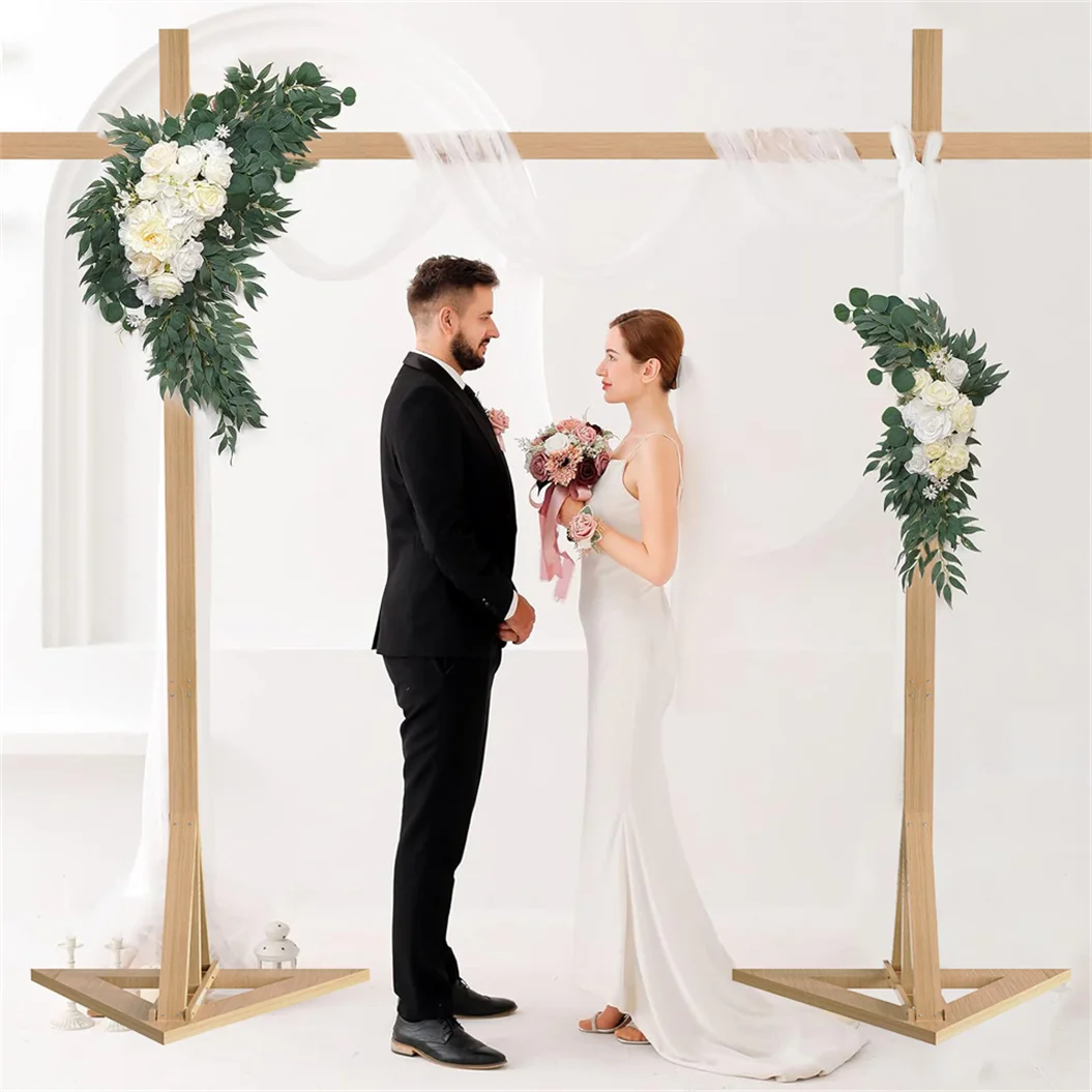 10x10ft Wooden Wedding Backdrop Arch Stand Garden Flowers Frame for Party,Anniversary,Bridal Shower